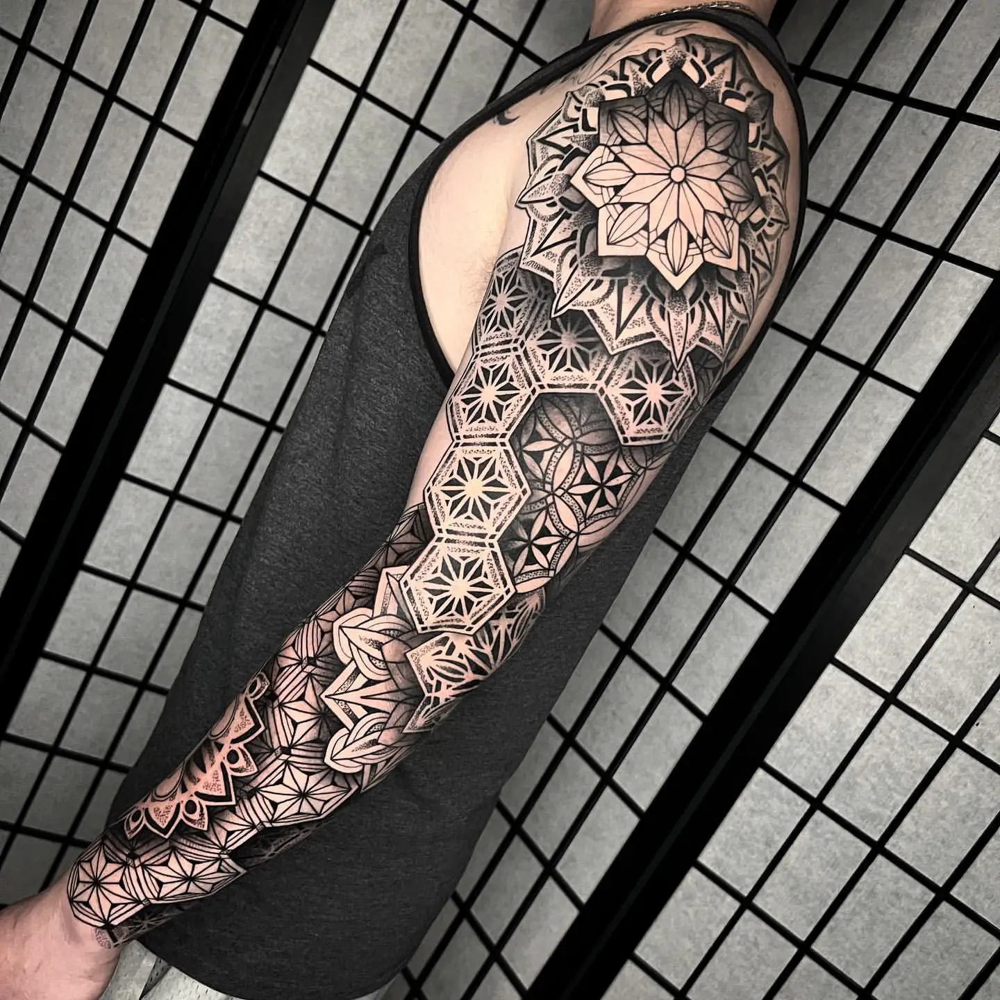 geometric sleeve tattoo