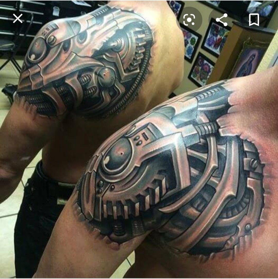 biomechanical tattoo shoulder