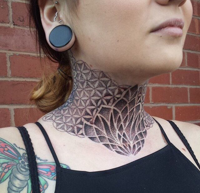 geometric neck tattoo