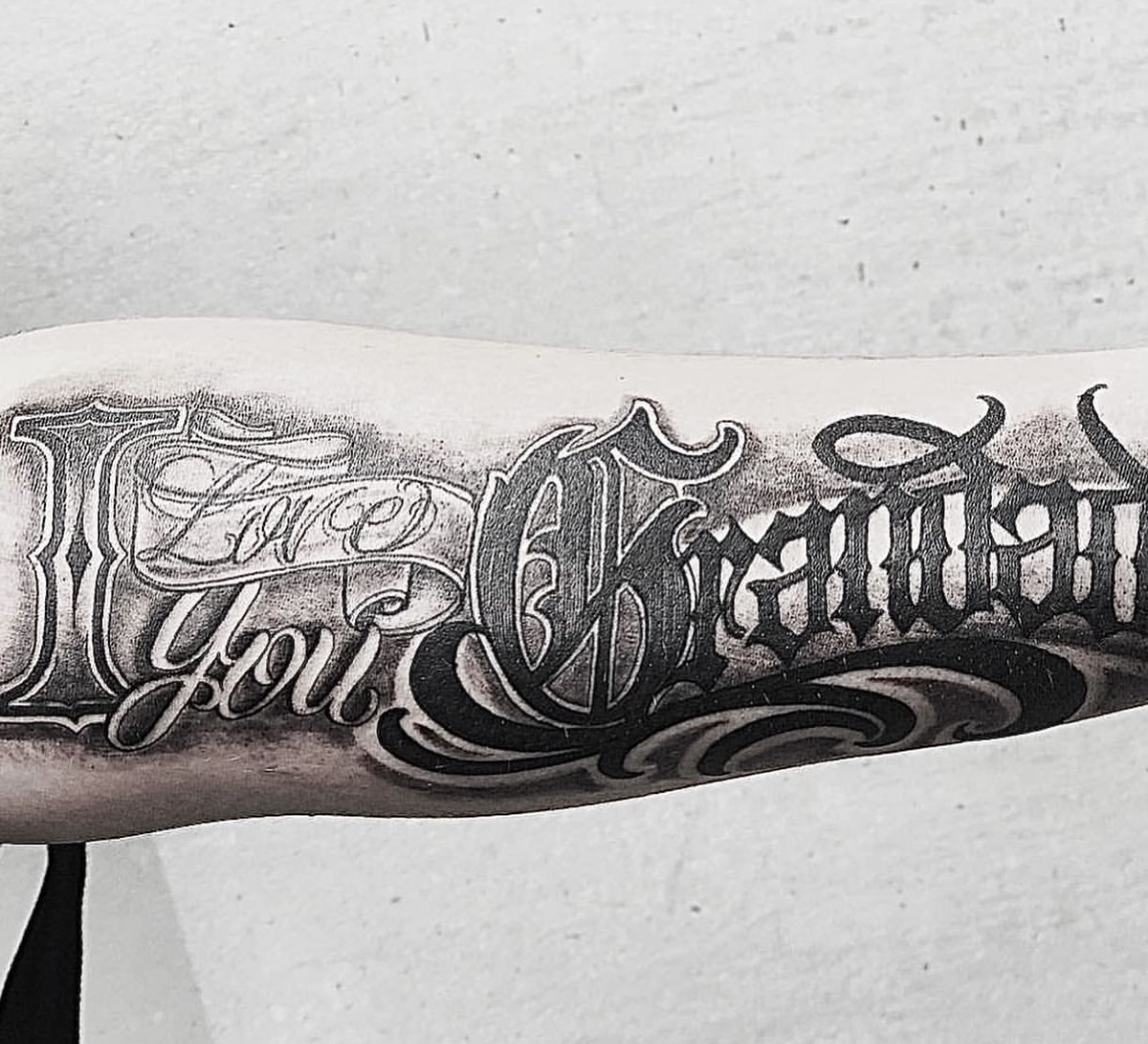 Custom script tattoo