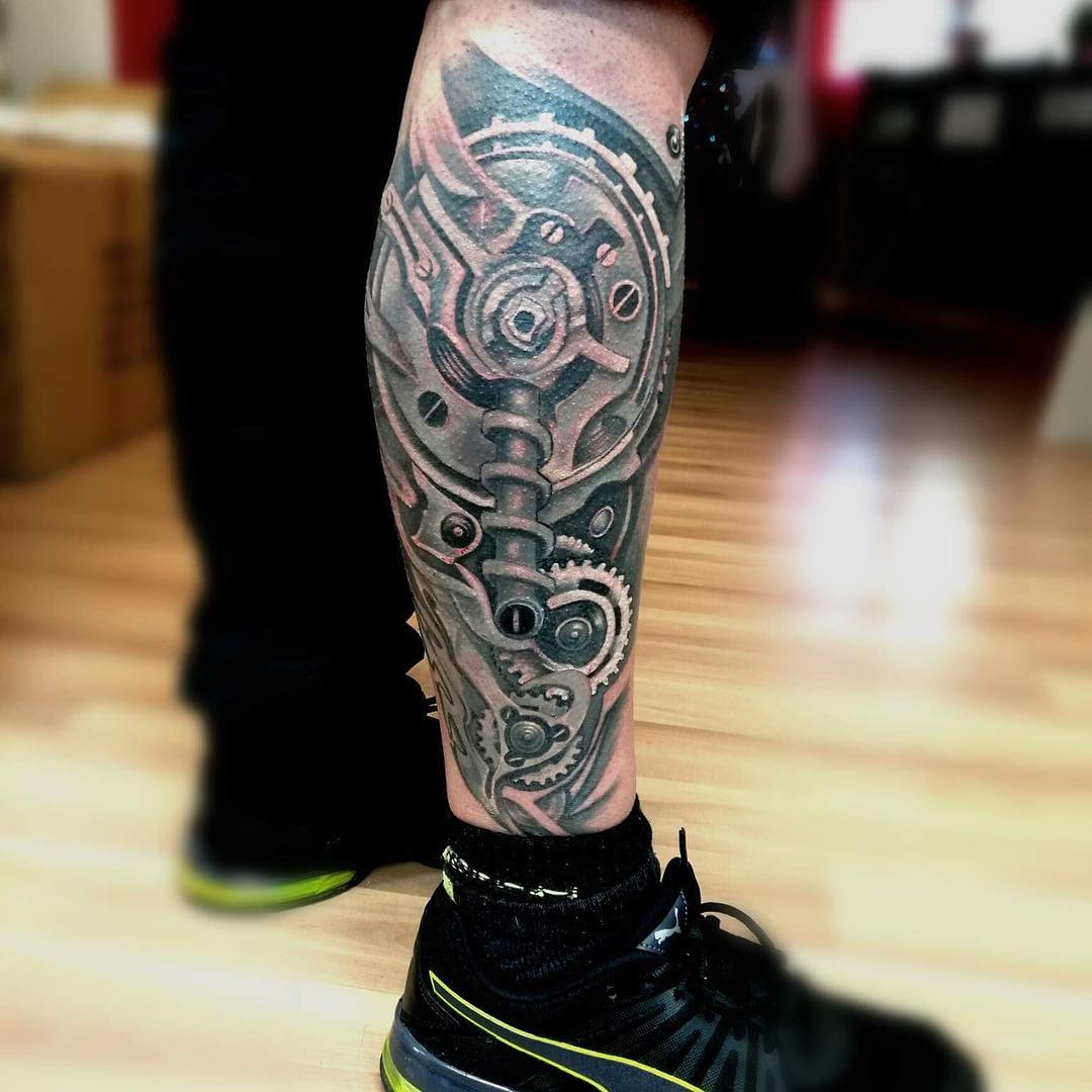 biomechanical tattoo leg