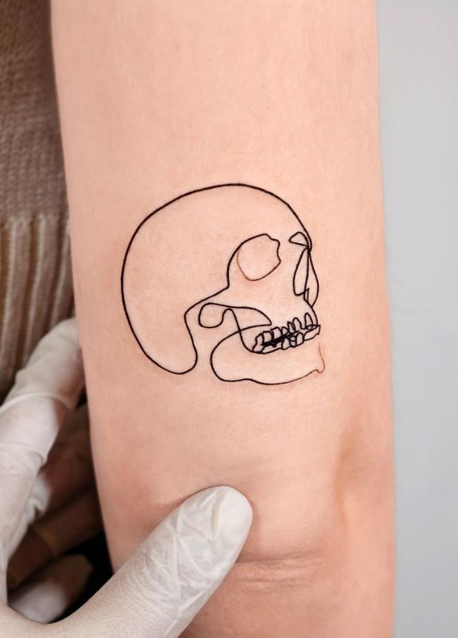 skull minimalistic men tattoo