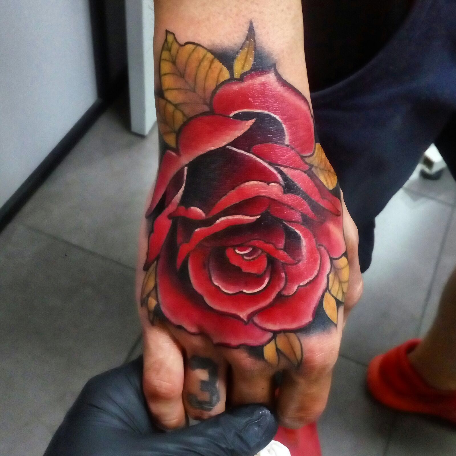 new school tattoo rose