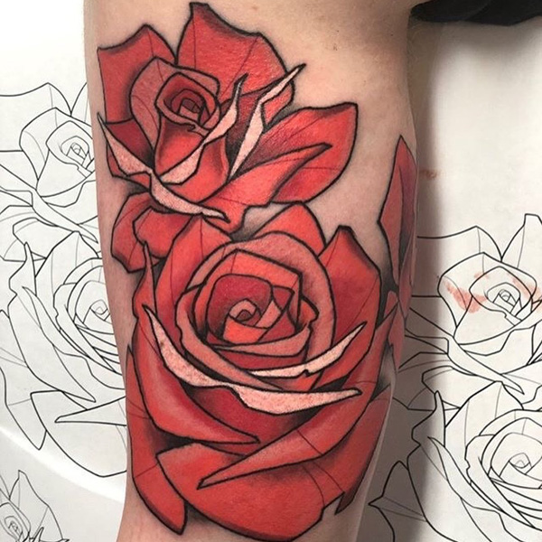 neo traditional rose tattoo