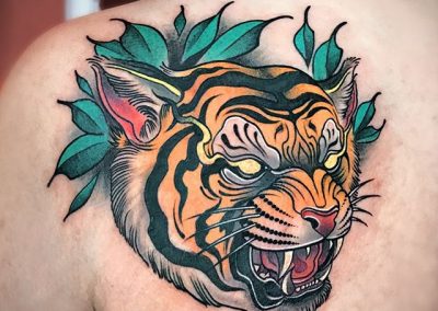 neo traditional tiger tattoo