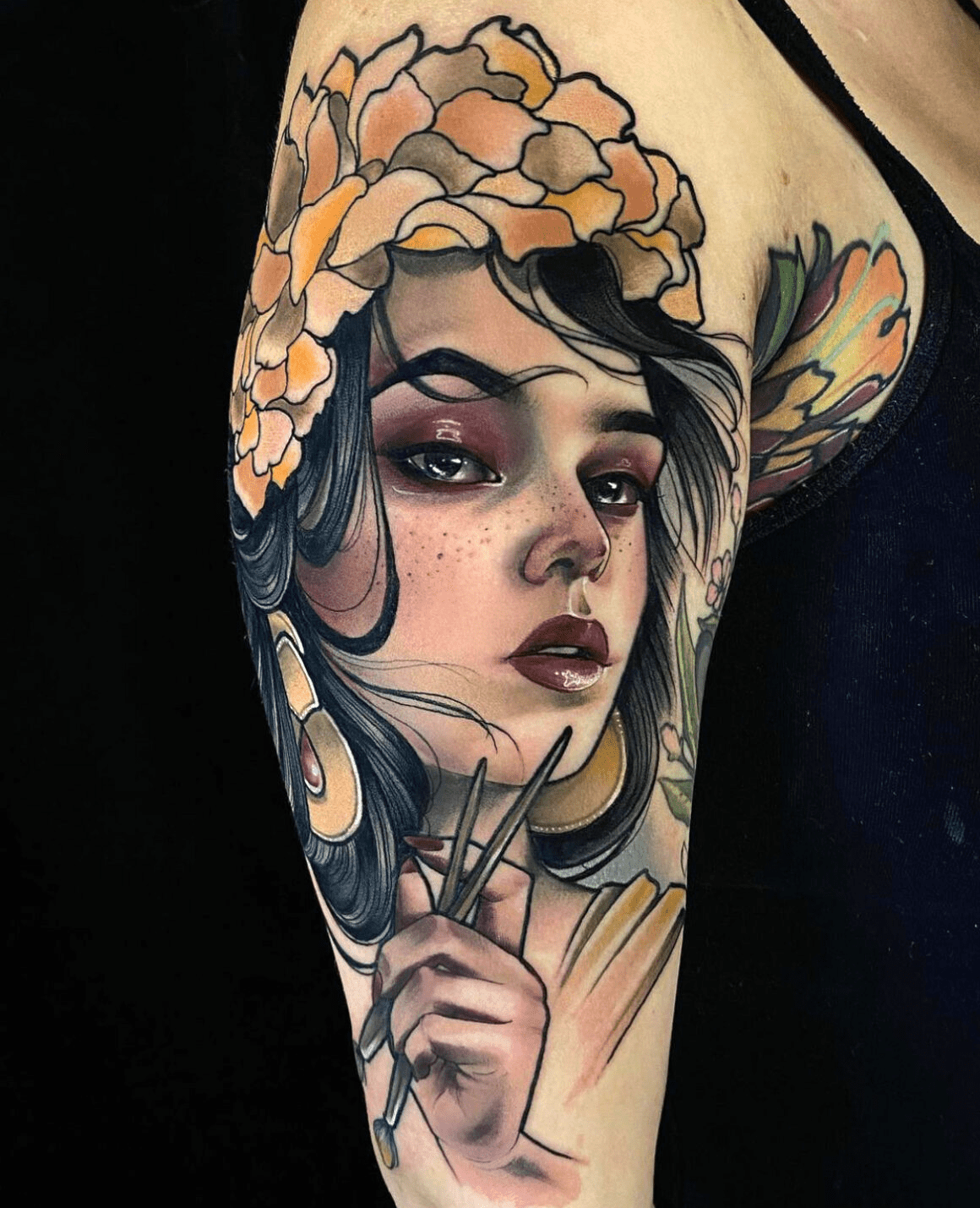 Neo traditional tattoo girl