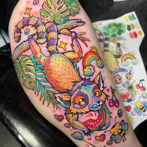 new school tattoo colorful